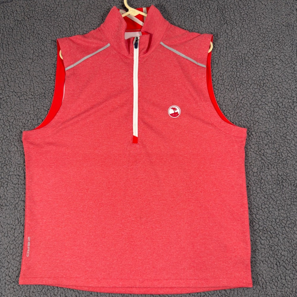 Zero Restriction Vest Mens Large Red Golf 1/4 Zip Windbreaker Pebble Beach Links